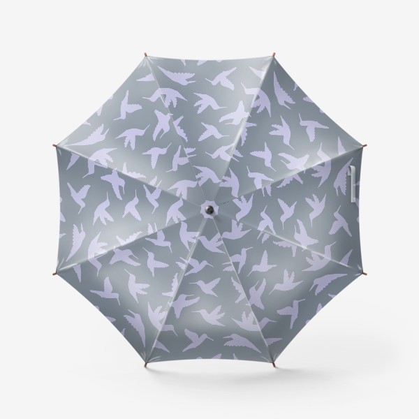 Зонт «Колибри силуэты, сиреневый на сером»