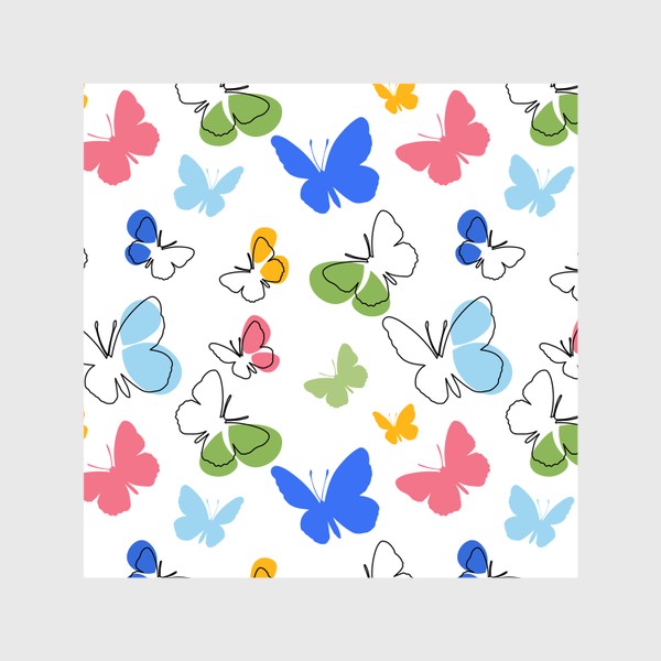 Шторы «Бабочки.Бесшовный летний паттерн с разноцветными бабочками.»