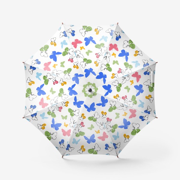 Зонт «Бабочки.Бесшовный летний паттерн с разноцветными бабочками.»