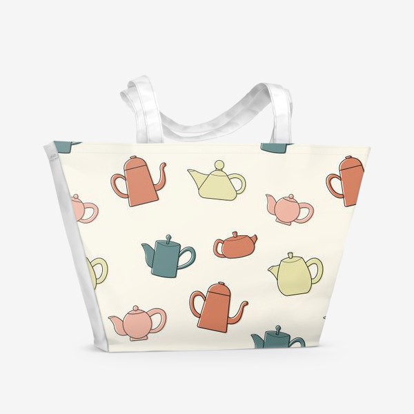 Пляжная сумка «Милый паттерн с чайниками»