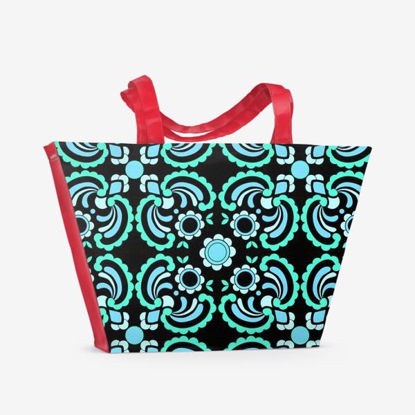 Пляжная сумка «Сине-зеленый орнамент »