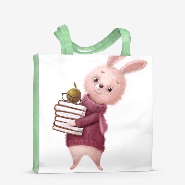 Сумка-шоппер «Милый кролик с книгами. Детская иллюстрация.»
