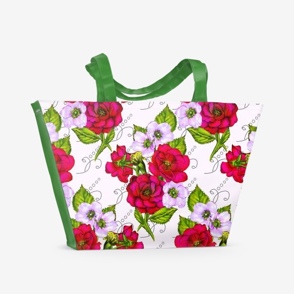 Пляжная сумка «Букеты из роз и анемонов»