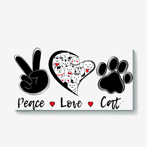 Холст «Мир Любовь Коты»