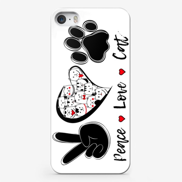 Чехол iPhone «Мир Любовь Коты»