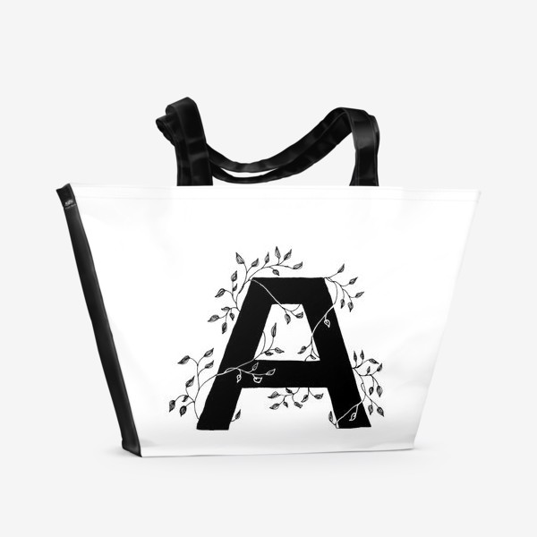 Пляжная сумка «Буква А. Листья. Графика»