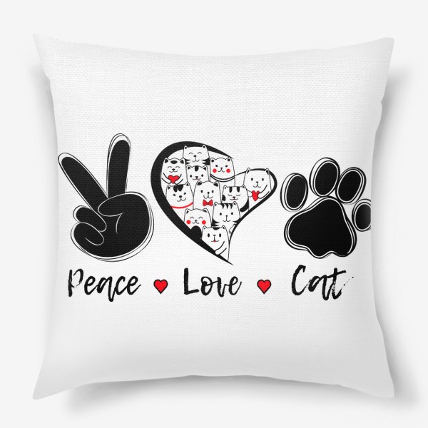 Подушка «Мир Любовь Коты»