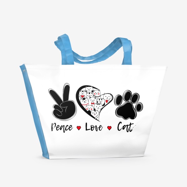 Пляжная сумка «Мир Любовь Коты»