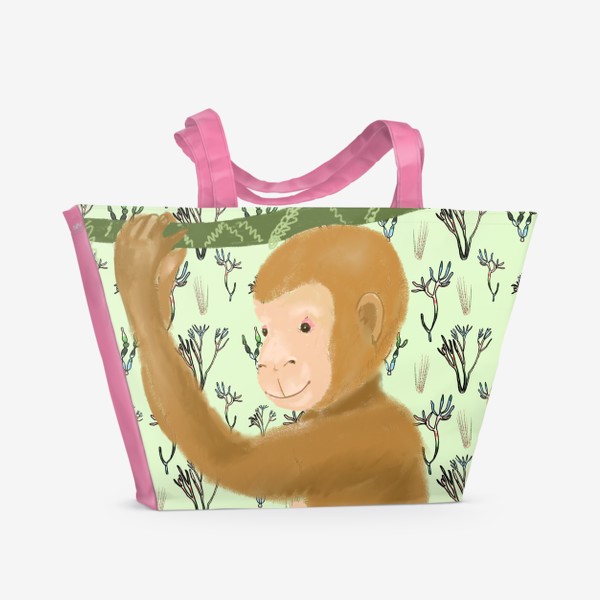 Пляжная сумка «Веселая обезьянка на лиане»