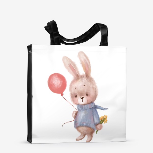 Сумка-шоппер «Милый кролик с шариком. Детская иллюстрация.»