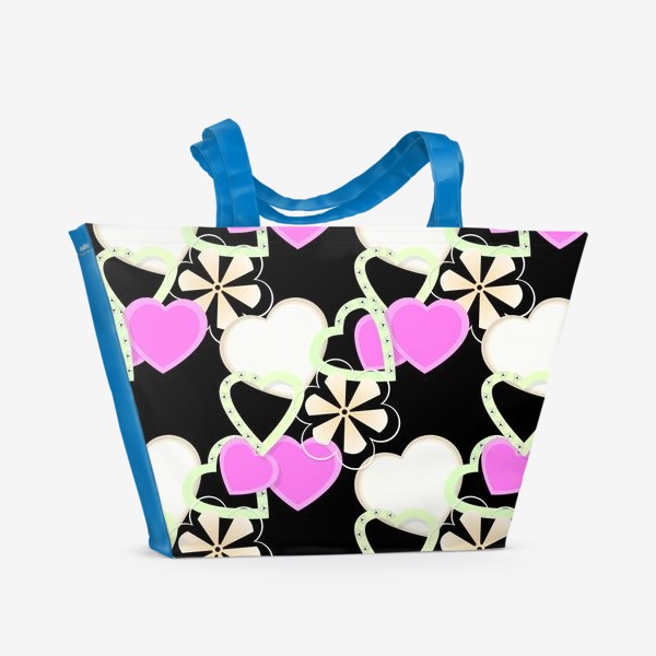 Пляжная сумка «Сердечки и цветы»