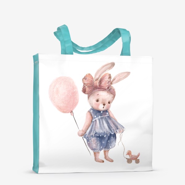 Сумка-шоппер «Милый кролик с шариком. Детская иллюстрация.»