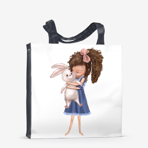 Сумка-шоппер «Милая девочка с кроликом. Иллюстрация. Любовь»