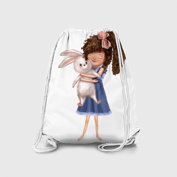Рюкзак «Милая девочка с кроликом. Иллюстрация. Любовь»