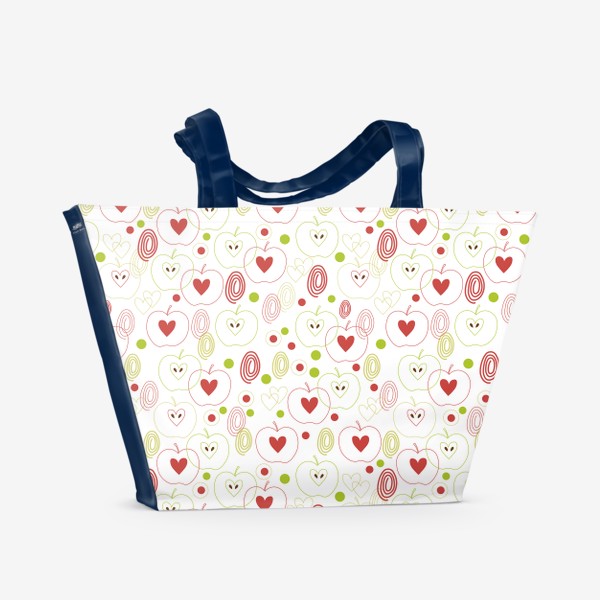 Пляжная сумка «Яблоки.Бесшовная текстура с контурными яблоками.»