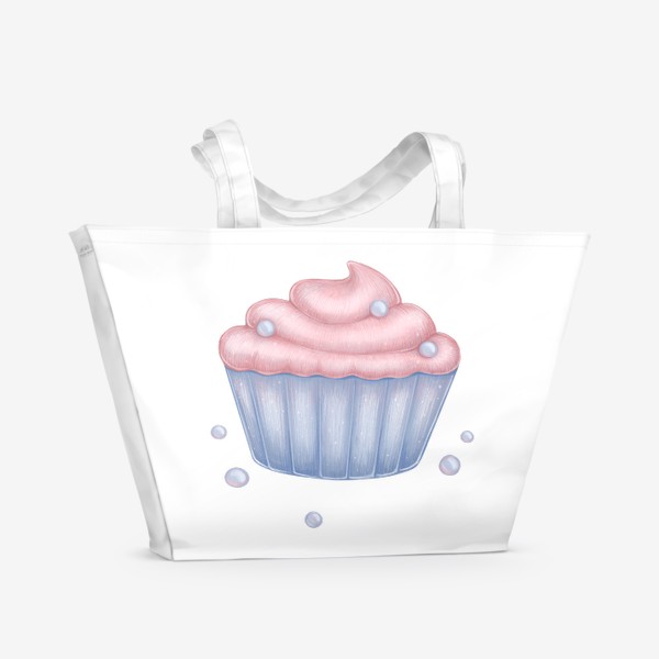 Пляжная сумка «Сладкий малиново-жемчужный кекс»