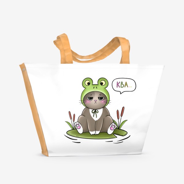 Пляжная сумка «Котик лягушка»