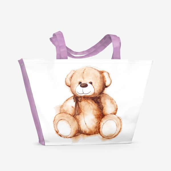 Пляжная сумка «Акварельный плюшевый мишка Тедди мягкая детская игрушка»