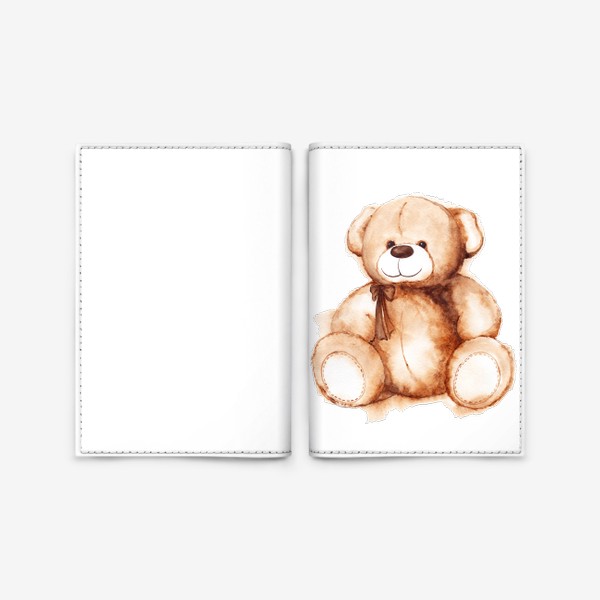 Обложка для паспорта «Акварельный плюшевый мишка Тедди мягкая детская игрушка»