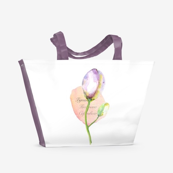 Пляжная сумка «Тюльпан . Цветы и надпись »