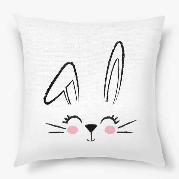 Подушка «Мимимишная мордочка зайца с частичным контуром»