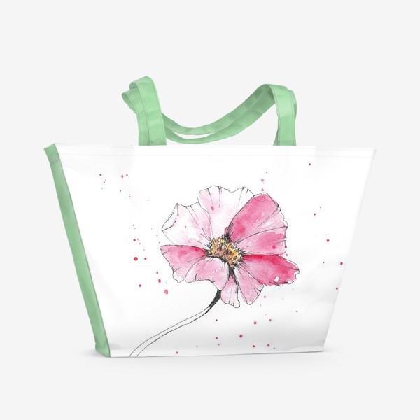 Пляжная сумка «Розовый цветок акварель»