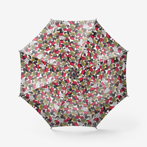 Зонт «Паттерн Модный: кепка, помада, очки, кеды»