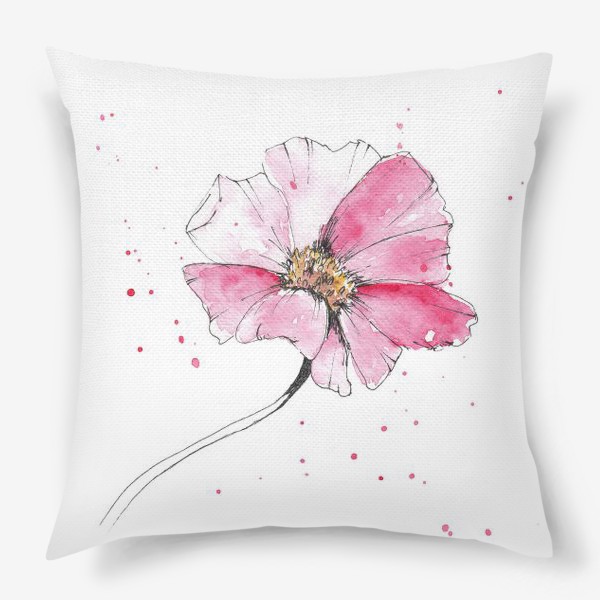 Подушка «Розовый цветок акварель»