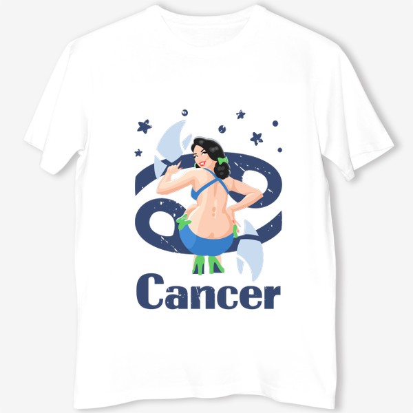 Футболка «Знак зодиака Рак / Пинап девушка / Cancer zodiac sign»