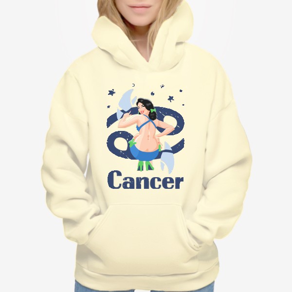Худи «Знак зодиака Рак / Пинап девушка / Cancer zodiac sign»