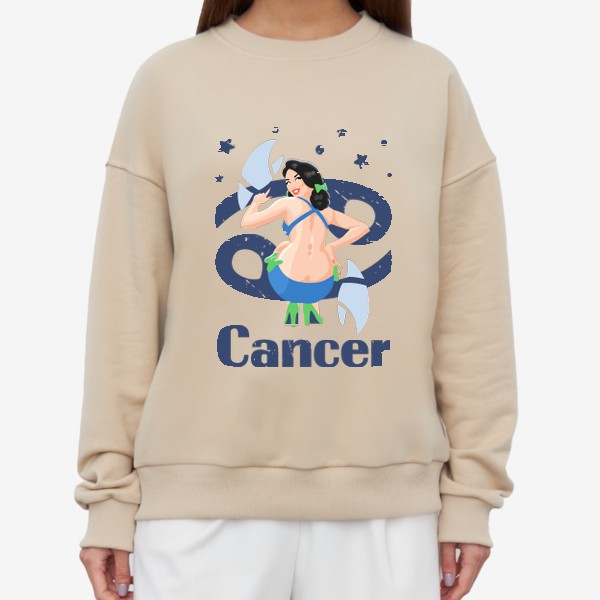 Свитшот «Знак зодиака Рак / Пинап девушка / Cancer zodiac sign»