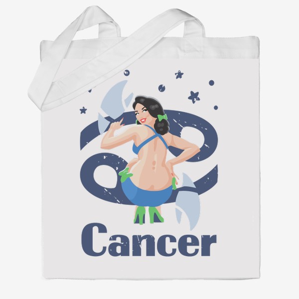 Сумка хб «Знак зодиака Рак / Пинап девушка / Cancer zodiac sign»
