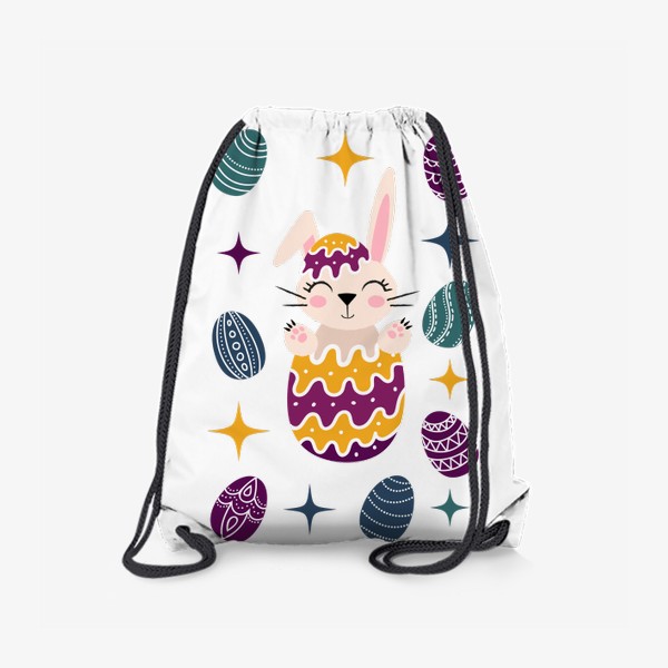 Рюкзак «Яркий Пасхальный заяц в яйце. Мультяшный кролик »
