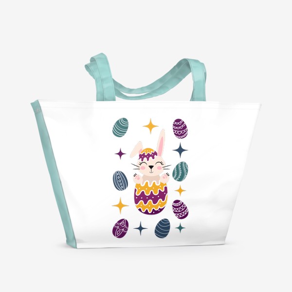 Пляжная сумка &laquo;Яркий Пасхальный заяц в яйце. Мультяшный кролик &raquo;