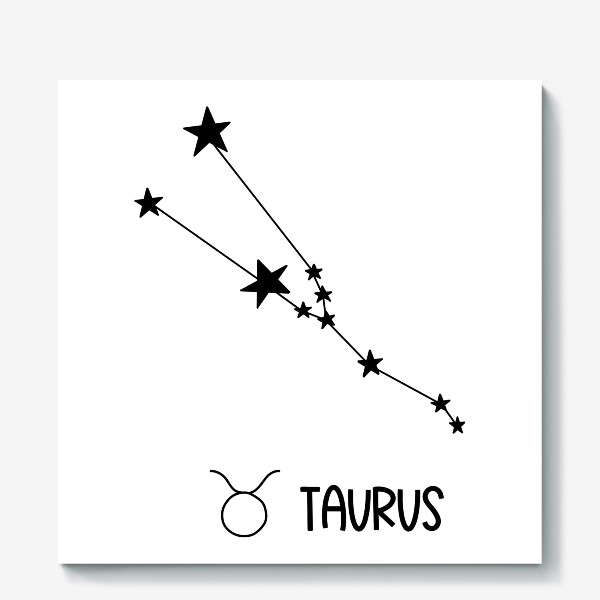 Холст «знак созвездия с знаком и словом Телец, the sign of the constellation with the sign and the word Taurus»
