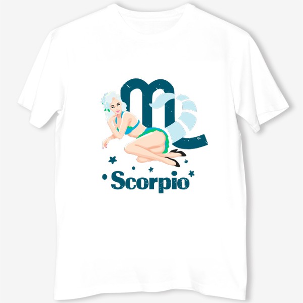 Футболка «Знак зодиака Скорпион / Пинап девушка / Scorpio zodiac sign»
