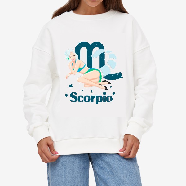 Свитшот «Знак зодиака Скорпион / Пинап девушка / Scorpio zodiac sign»