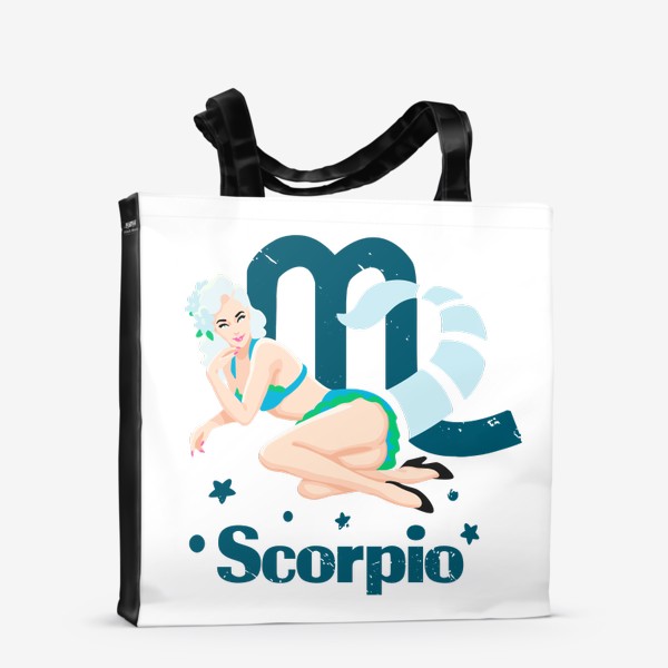 Сумка-шоппер «Знак зодиака Скорпион / Пинап девушка / Scorpio zodiac sign»