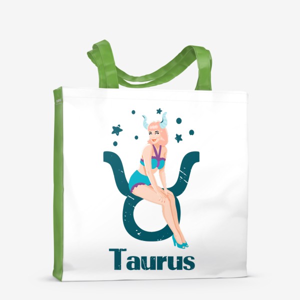 Сумка-шоппер «Знак зодиака Телец / Пинап девушка / Taurus zodiac sign»