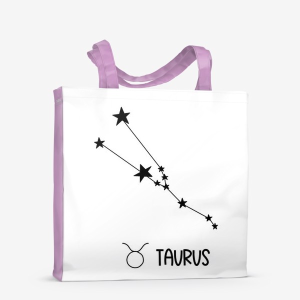 Сумка-шоппер «знак созвездия с знаком и словом Телец, the sign of the constellation with the sign and the word Taurus»