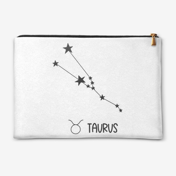 Косметичка «знак созвездия с знаком и словом Телец, the sign of the constellation with the sign and the word Taurus»