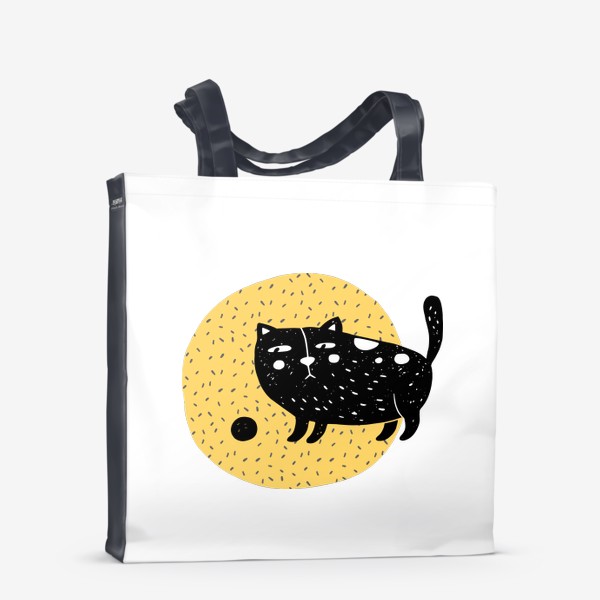 Сумка-шоппер «Черный кот в кружочке. Simple. Любителю котиков»