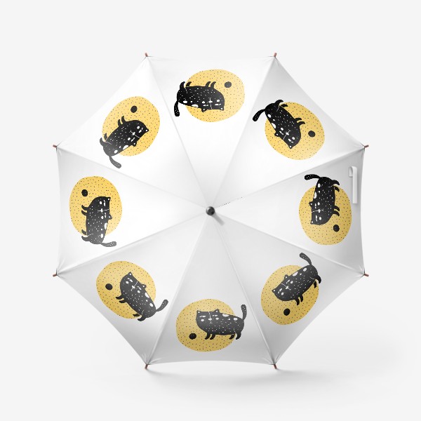 Зонт «Черный кот в кружочке. Simple. Любителю котиков»