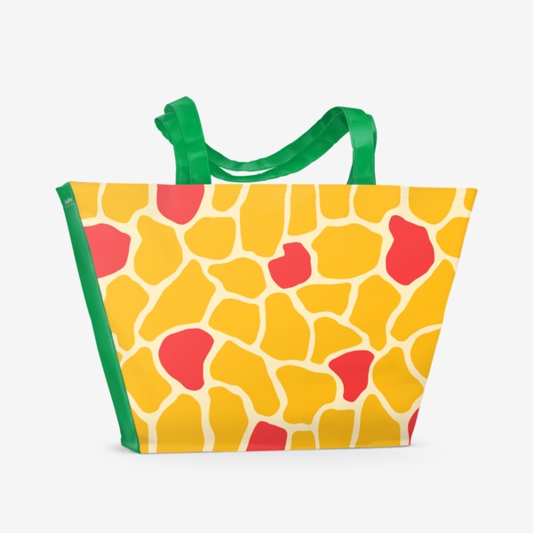 Пляжная сумка «Принт пятна жирафа в желтом и красном цвете»