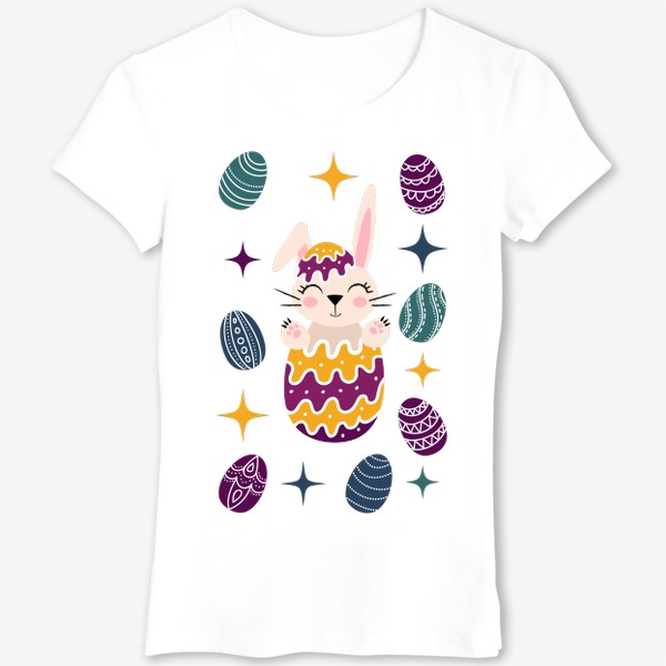 Футболка &laquo;Яркий Пасхальный заяц в яйце. Мультяшный кролик &raquo;