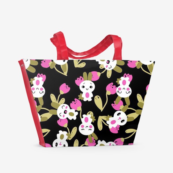 Пляжная сумка «Зайки и тюльпаны»