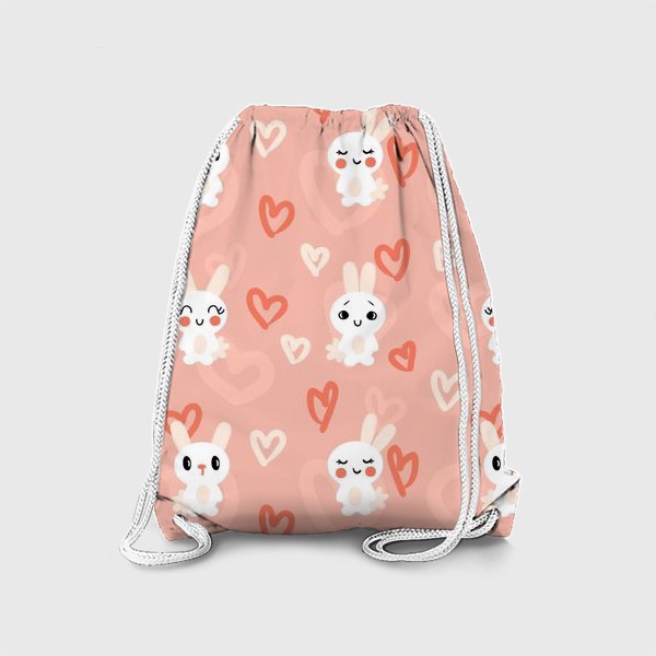 Рюкзак «Зайки и сердечки, розовый»