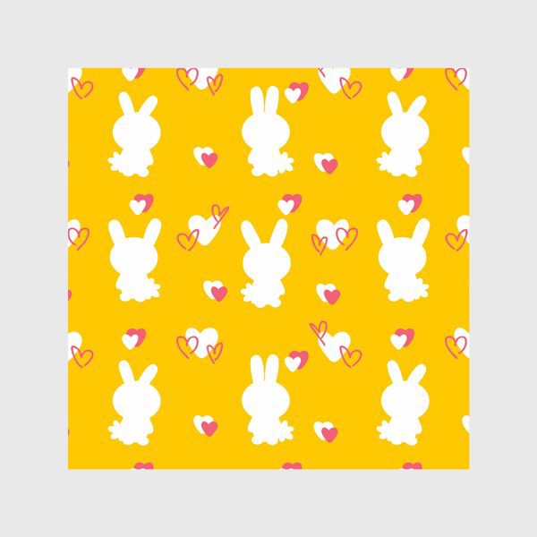 Шторы «Кролики и сердечки, пасхальный желтый»