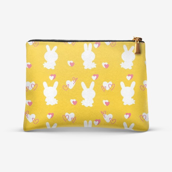 Косметичка «Кролики и сердечки, пасхальный желтый»