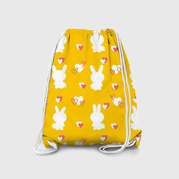 Рюкзак «Кролики и сердечки, пасхальный желтый»
